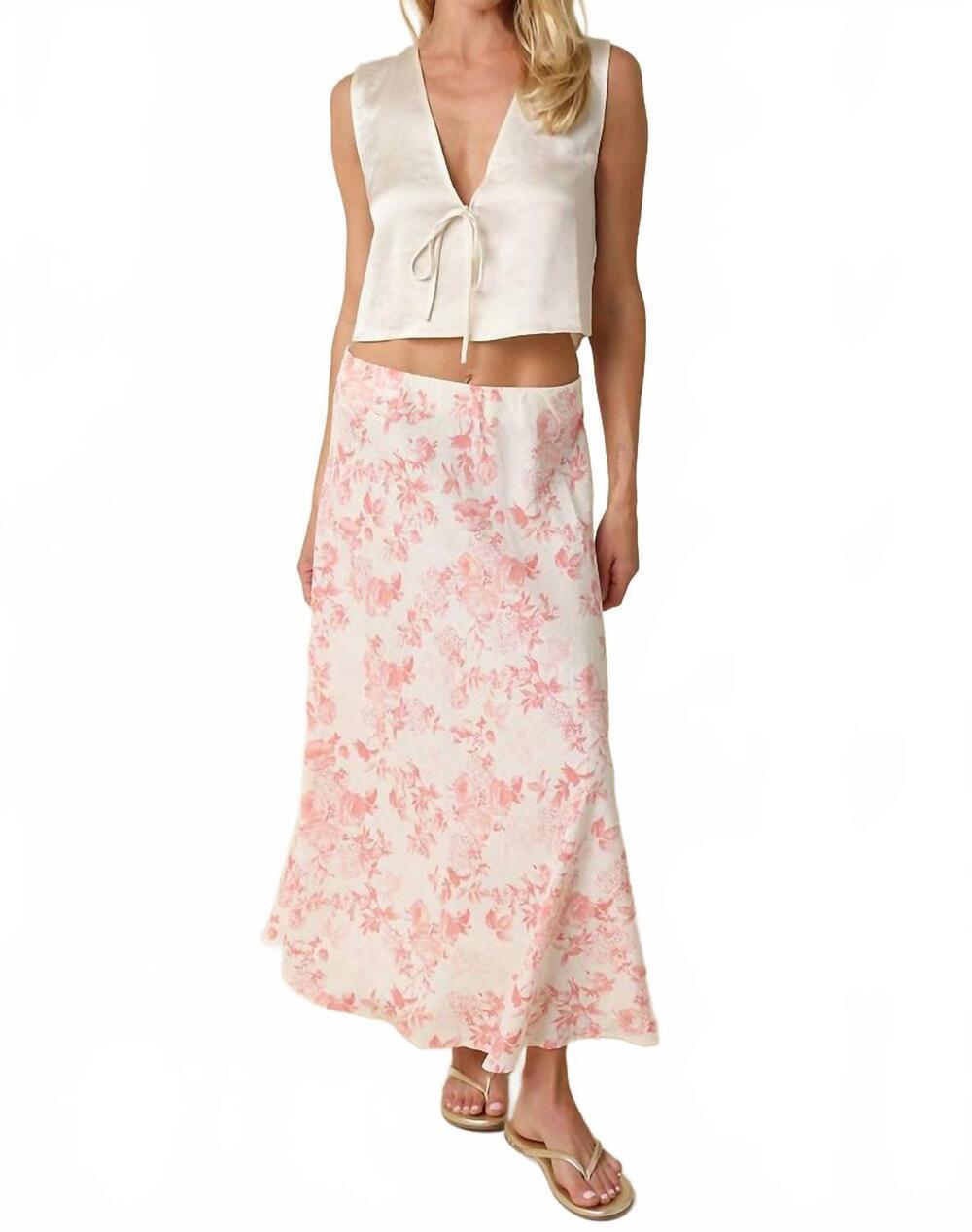 NEW OLIVACEOUS the adeline floral maxi skirt in pink